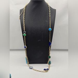 Chico's Gold and Blue Gemstone Necklace